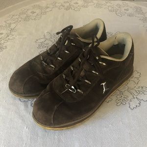 Men's Lugz ZROC DX Oxford Brown Suede Shoes with Gold-Tone Accents. Size 10